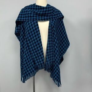 Boyne Valley Weavers Cape Poncho Blackwatch Houndstooth Tartan Ireland Made O/S